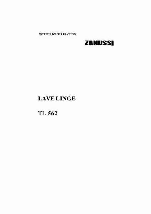 Mode d'emploi ZANUSSI TL562-2