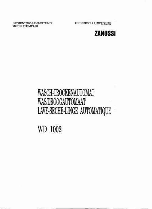 Mode d'emploi ZANUSSI WD1002