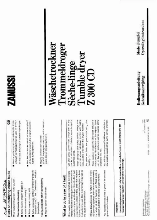 Mode d'emploi ZANUSSI Z300CDP