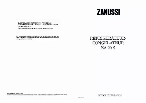 Mode d'emploi ZANUSSI ZA29S