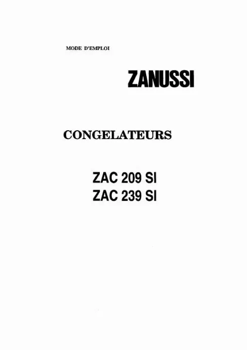 Mode d'emploi ZANUSSI ZAC209SI