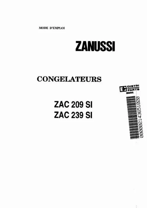 Mode d'emploi ZANUSSI ZAC239SI