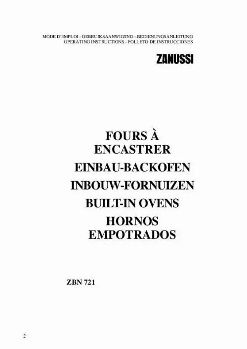 Mode d'emploi ZANUSSI ZBN721W