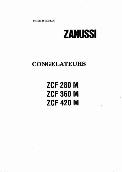 Mode d'emploi ZANUSSI ZCF360M