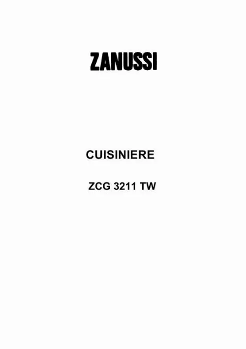 Mode d'emploi ZANUSSI ZCG3211TW