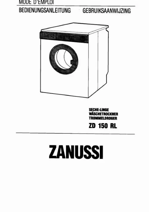 Mode d'emploi ZANUSSI ZD150RL