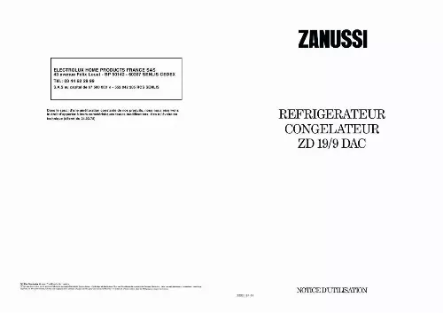Mode d'emploi ZANUSSI ZD19/9DAC