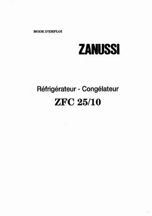 Mode d'emploi ZANUSSI ZFC25/10