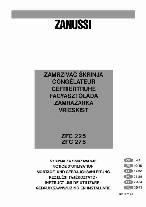 Mode d'emploi ZANUSSI ZFC275