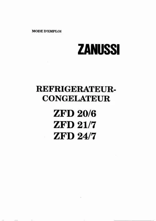 Mode d'emploi ZANUSSI ZFD20/6