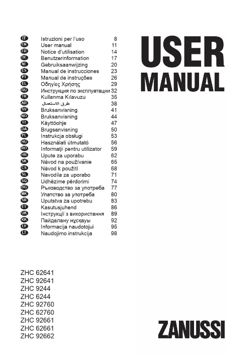 Mode d'emploi ZANUSSI ZHC92662XA