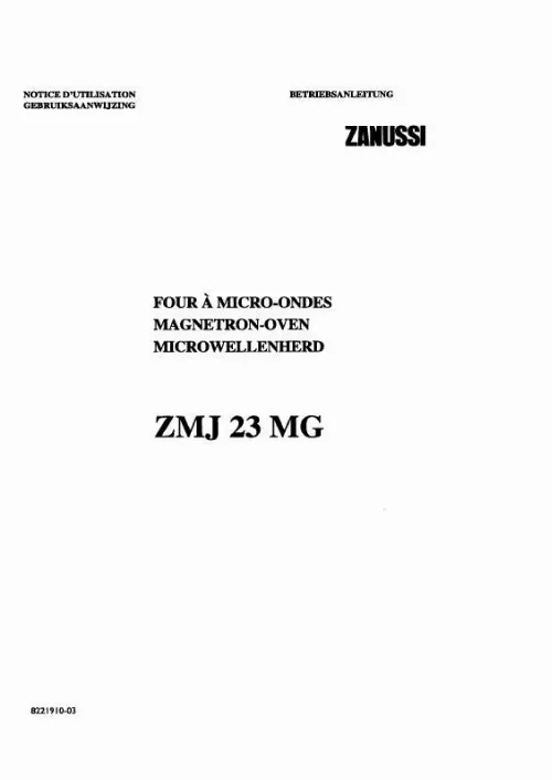 Mode d'emploi ZANUSSI ZMJ23MG