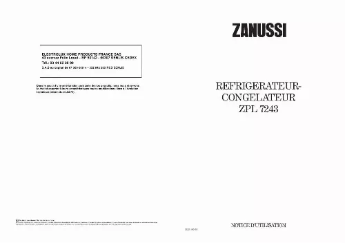 Mode d'emploi ZANUSSI ZPL7243