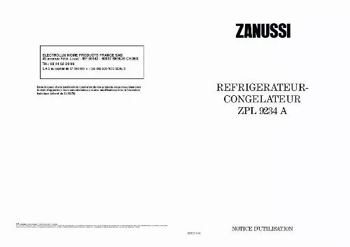 Mode d'emploi ZANUSSI ZPL9234A