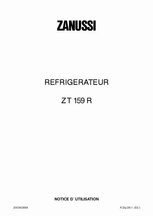 Mode d'emploi ZANUSSI ZT159R