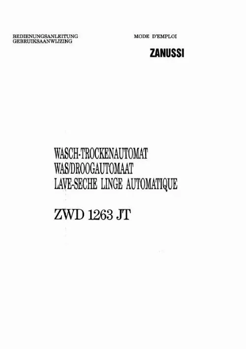 Mode d'emploi ZANUSSI ZWD1263JT