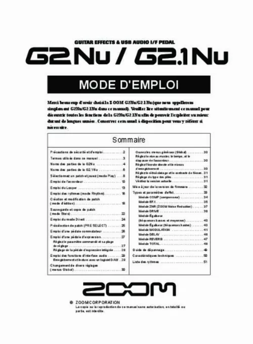 Mode d'emploi ZOOM G21NU