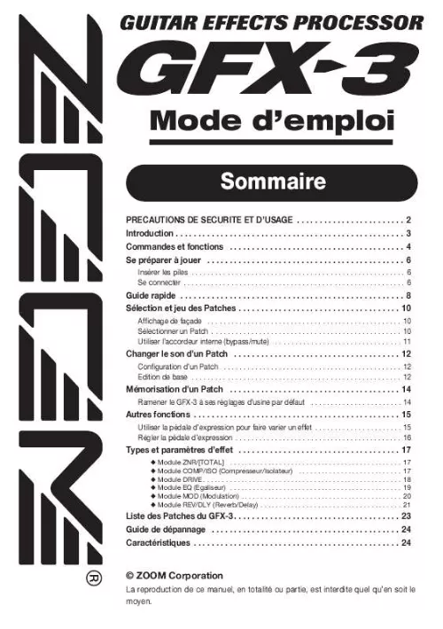 Mode d'emploi ZOOM GFX-3