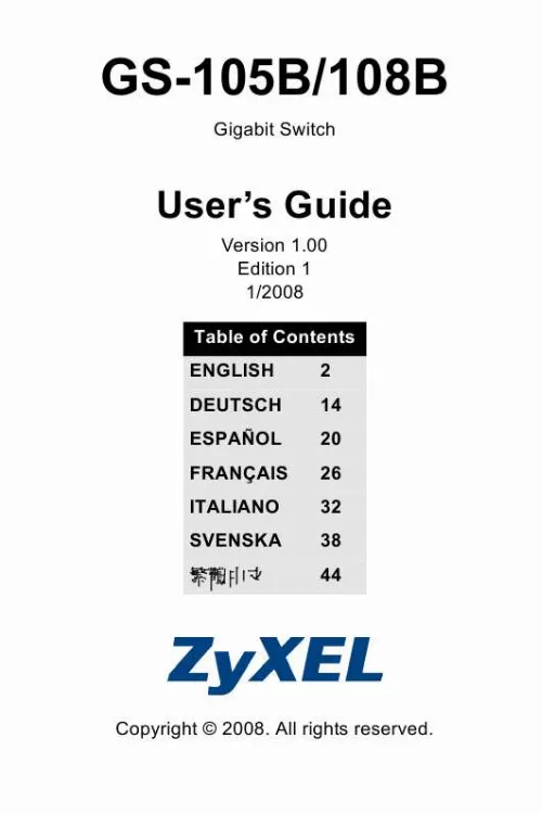 Mode d'emploi ZYXEL GS-105B