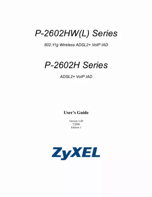 Mode d'emploi ZYXEL P-2602HW-D1A