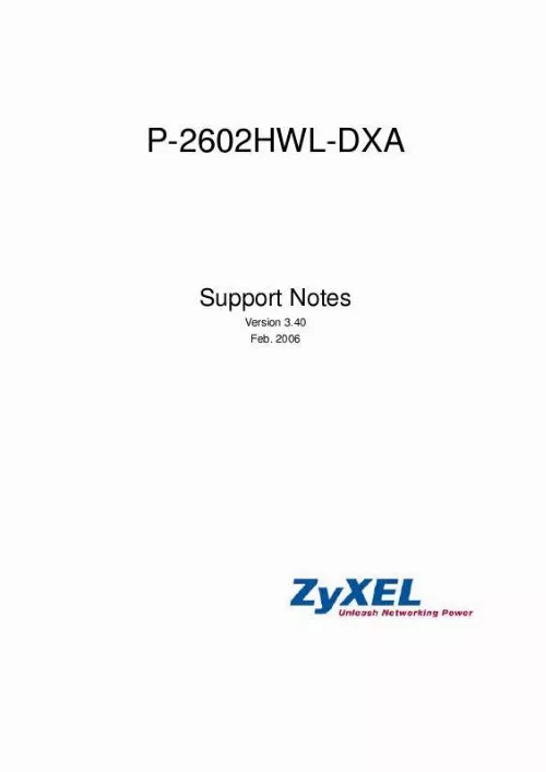 Mode d'emploi ZYXEL P-2602HWL-DXA