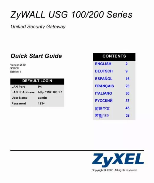 Mode d'emploi ZYXEL ZYWALL USG 100